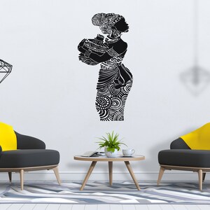 Beautiful African Woman Wall Decal African Girl Wall Sticker Quote Beauty Salon Wall Art SG 884