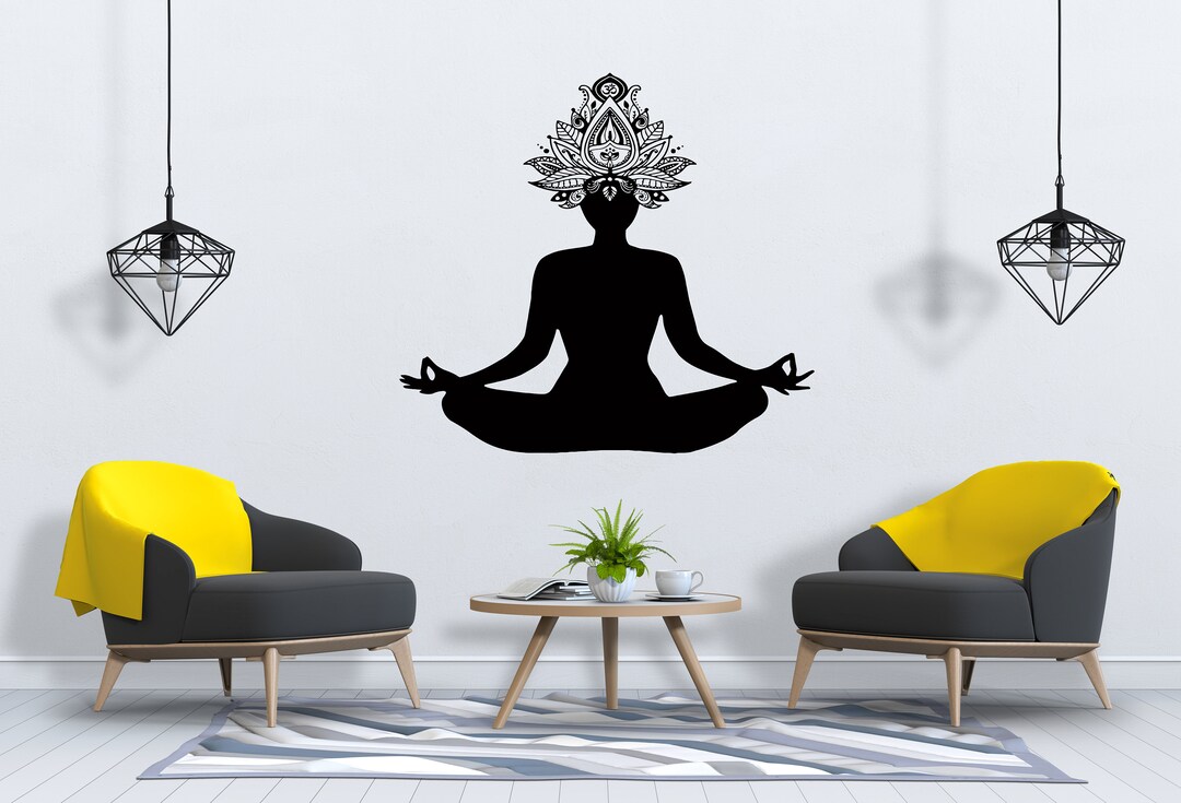 Yoga Wall Decal Yoga Pose Wall Decal Lotus Mandala Wall Decor Buddha ...