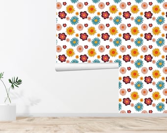 60s 70s Retro Wallpaper Papel pintado floral Papel tapiz vintage Decoración de pared sin costura Vintage Impreso Extraíble Papel tapiz autoadhesivo 630EZ