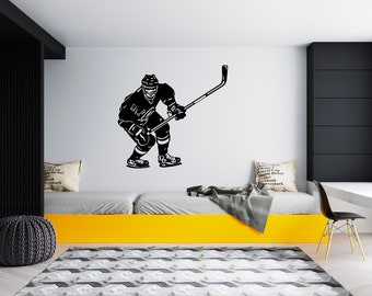 Wandtattoo „Hockeyspieler“ – Selbstklebender Wandaufkleber, Verschiedene Größen & Farben