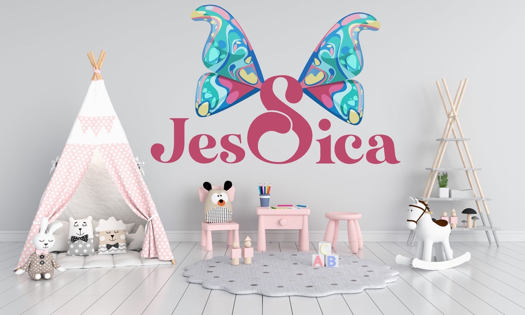 Butterfly Little Girl Custom Name Butterfly Wall Decal Wings Name Girl ...