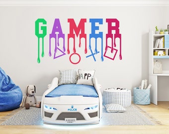 Decoración de pared para gamers, calcomanía de control de videojuegos, calcomanías de pared de videojuegos, calcomanías de vinilo para dormitorio infantil de gamers, calcomanías de pared de juegos, pegatina infantil 1883EZ