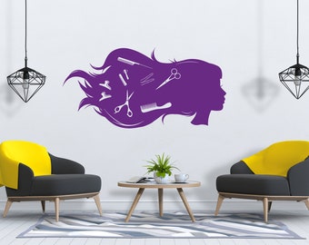thumbnail image 2 of Geckoo Hair Salon Wall Decal – 'LOVE' With Scissors, Vinyl Sticker For Shop Window 2 of 5