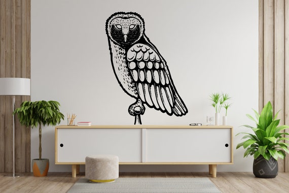 Removable Black Owl Wall Decals - Set Of Cartoon Owls On Tree Branches, 55x25cm, PVC Wall Stickers - View #5