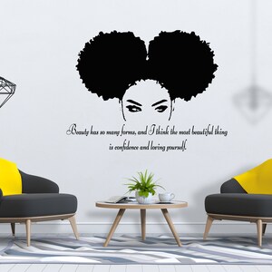 Beautiful African Woman Wall Decal African Girl Wall Sticker Quote Beauty Salon Wall Art SG 879