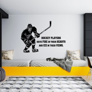 Ice Hockey Wall Decal  Hockey Player Wall Decal  Hockey Stick  Sports Hockey Quote Wall Decal SG184