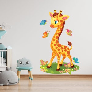 Giraffe Nursery Wall Decal Kids Wall art Animal Wall decor Animals decal Wall Safari Funny stickers Decor Living room Wall Decals 684EZ