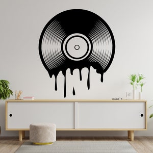 Vinyl Record Album Melting Dripping Music Turntable Player Mixer DJ Disc Jockey Club Stereo Sound Design Wall Art 1025EZ