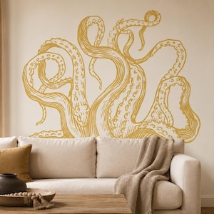 Decoración de pared de pulpo, calcomanías de pared de pulpo, arte de pared de tentáculos, pegatinas de pared de pulpo para dormitorio, vinilo de tentáculos de pulpo, calcomanías de pared para guardería, arte 1173EZ