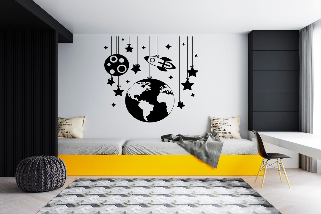 Outer Space Wall Decal Moon Stars Wall Decal Constellation Wall Sticker ...