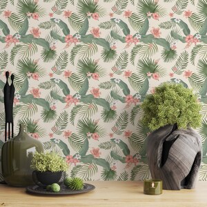 Rainforest Wallpaper- Tropical Wall Mural- Removable- Tropical Forest- Palm Tree- Peel and Stick- Self Adhesive- Living Room Decal 1250EZ
