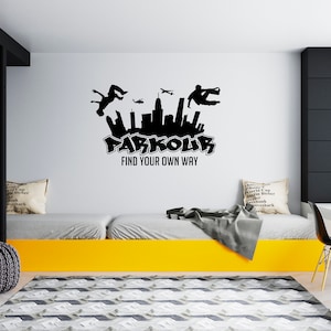 Parkour Wall Decal Silhouette Free Running Wall Sticker SG1538