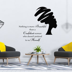Beautiful African Woman Wall Decal African Girl Wall Sticker Quote Beauty Salon Wall Art SG 868