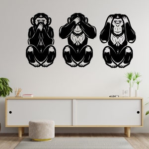 Monkey Wall Decal, Monkey Wall Art, Monkey Wall Decor Animals Wall Sticker Monkey Wall Decor 528EZ