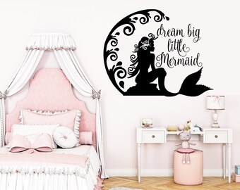 Mermaid Wall Decal Mermaid Girl Room Wall Decal, Kids Sticker, Room Decor, Kids Wall Decal, Kids Wall Sticker, Mermaid Wall Art 584EZ