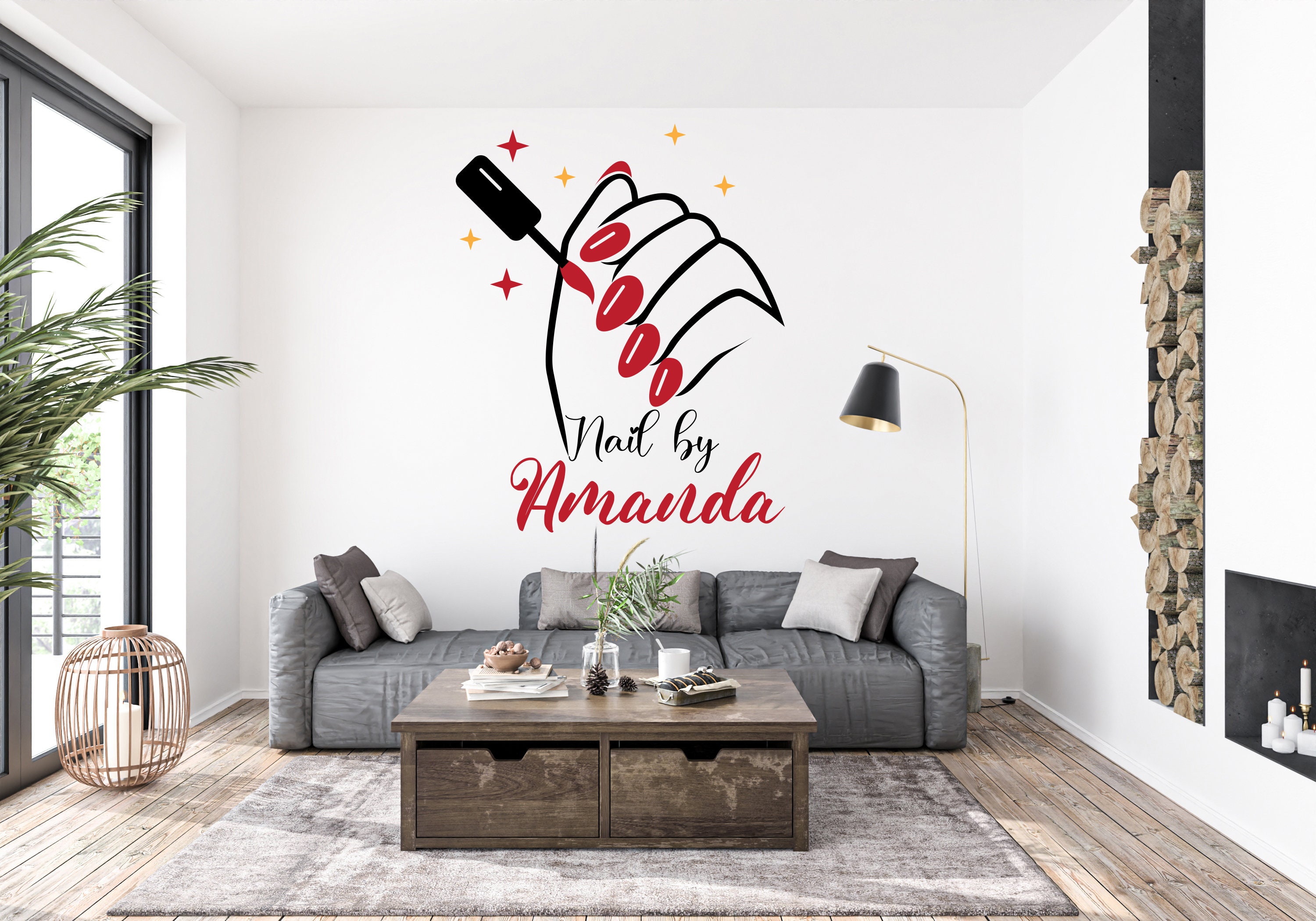 Vinyl Wandtattoo Für Nagelstudio – 47x42 Cm, PVC-Aufkleber Mit Maniküre-Design