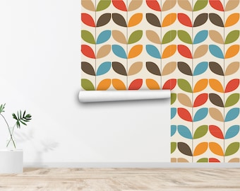Abstract Shapes Wallpaper Shapes art Fabric Wallpaper Seamless Mid Century Wall Decor Fabric Removable Self Adhesive Wallpaper 773EZ