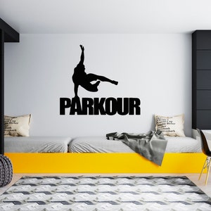 Parkour Wall Decal Silhouette Free Running Wall Sticker SG1543
