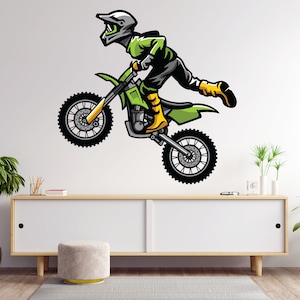 Motocross Wall Decal Dirt Bike Rider Wall Sticker Motorcycle Wall Decor Wall Stickers Nursery Bedroom Decor 644EZ