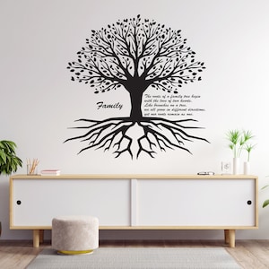 Décalcomanie murale de l’arbre généalogique Racines Arbre Art mural arbre, art de l’arbre, art mural de l’arbre de vie Décor mural d’arbre autocollant mural d’arbre 1222EZ