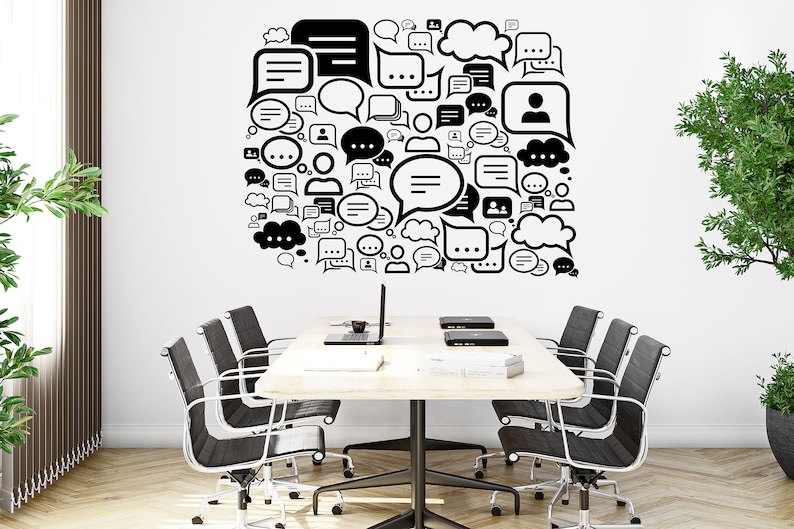 Social Media Wall Decal, Chat Wall Decal, Office Wall Decor, Office ...