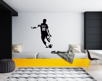 Personalized Name Soccer Wall Decal  Soccer Player Wall Sticker  Soccer Wall Decor SG253