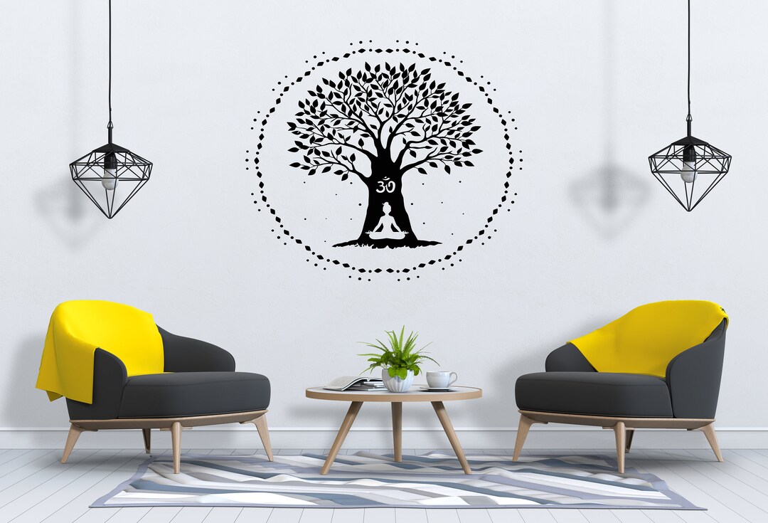 Yoga Wall Decal Yoga Pose Wall Decal Lotus Mandala Wall Decor Buddha ...