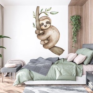 Faultier Wandtattoo, Faultier Wanddeko, Faultier Wanddeko, Faultier Wandtattoo, Faultier Wanddeko Aquarell, Schlafzimmer 422EZ