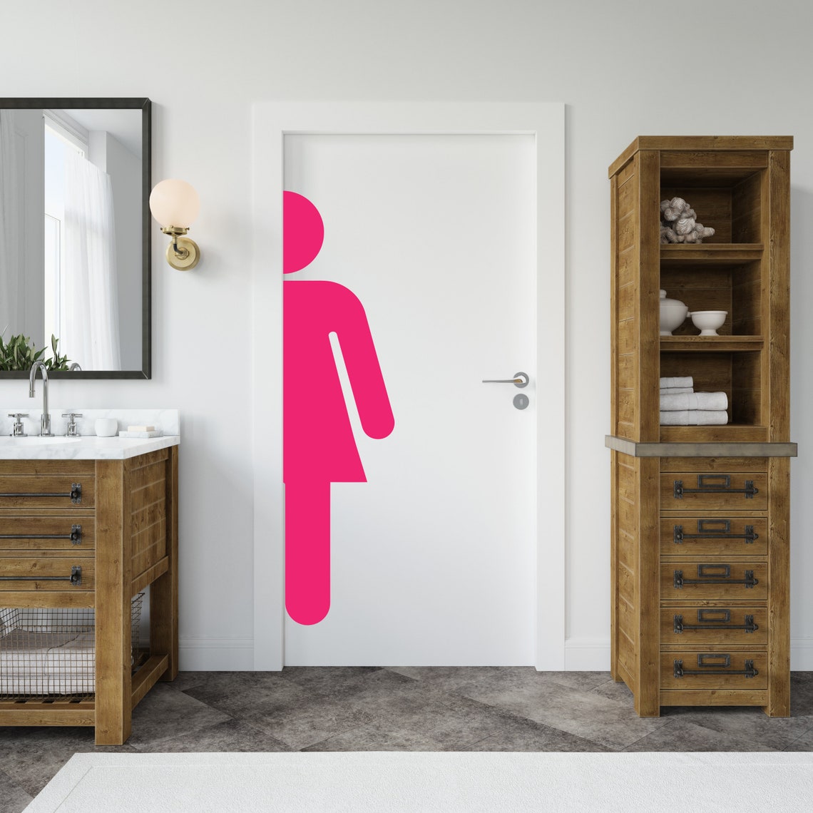 Bathroom Woman Sign Decal, Bathroom Door Decal, Bathroom Door Sign ...