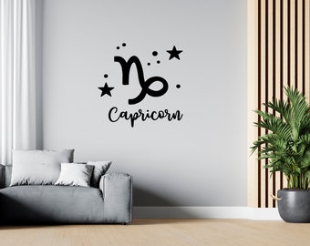 Adesivi, Segno Capricorno Capricorn Zodiaco astrologia, Colore: Nero/Bianco