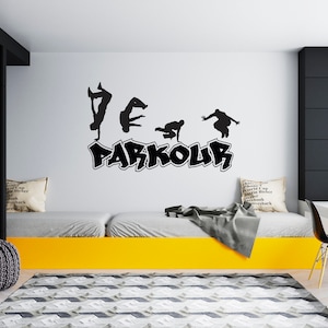 Parkour Wall Decal Silhouette Free Running Wall Sticker SG1546