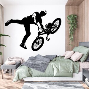 BMX Bike Wall Decal Bicycle Wall Sticker Bike Wall Decor For Boys Room 1571EZ