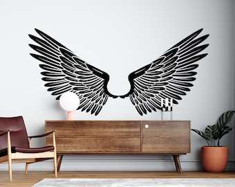 Angel Wings, Flower Wings Mid Century Modern Boho Angel Wings Decal Stickers Nursery Decor Kids Room Wall Art Home Decor 1702EZ