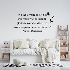 Alice in Wonderland Wall Decal | Alice Wall Decor | Quotes Cartoon Wall Sticker 004P