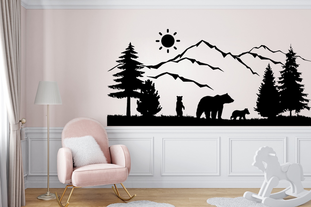 Forest Animals Deer Bear Tree Vinyl Wall Sticker Decal Forest Wall ...