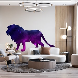 Lion Wall Decal, Lion Galaxy Wall Art, Lion Space Wall Decor Lion acuarela Pegatina de pared Lion galaxy Wall Decor 1358EZ