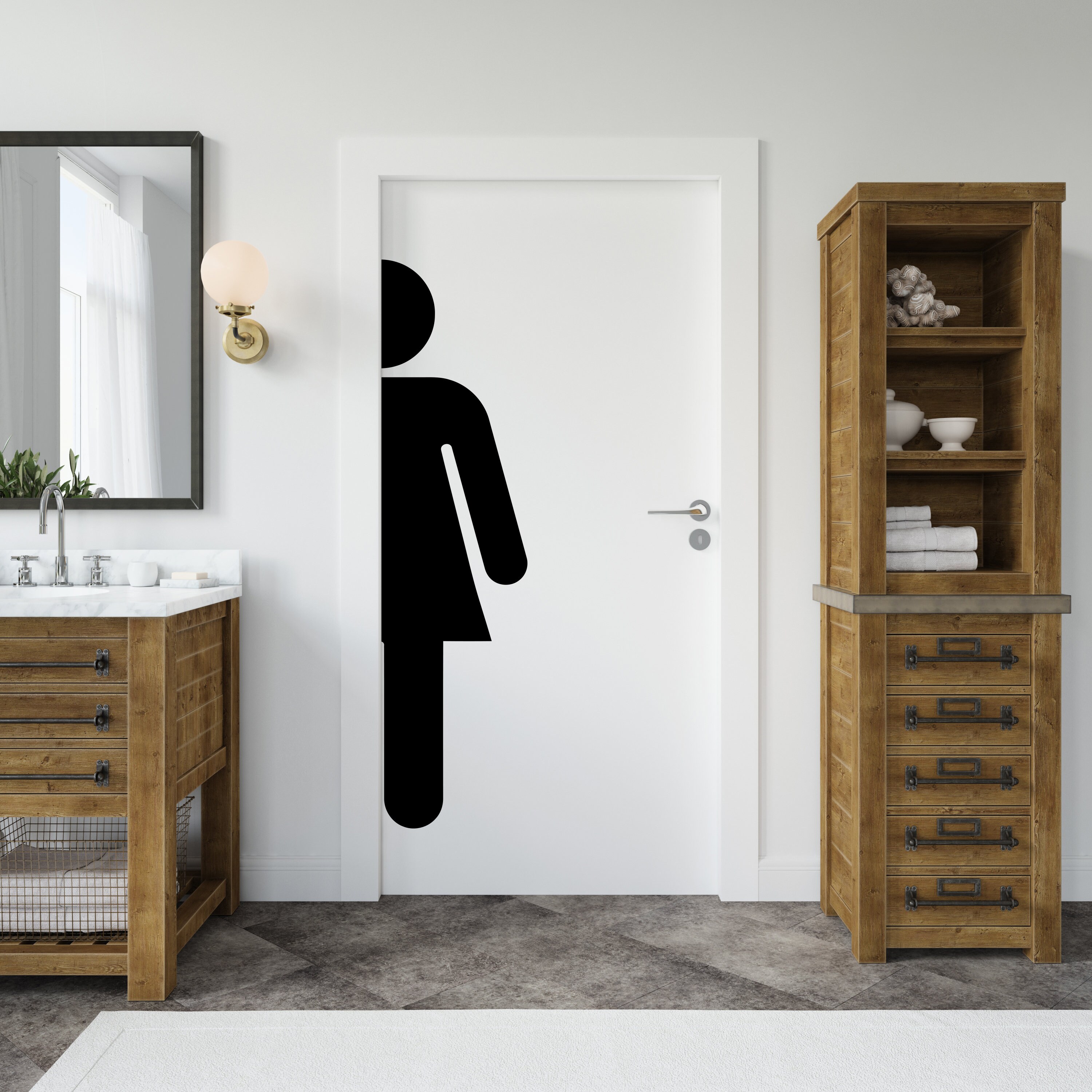 Bathroom Woman Sign Decal, Bathroom Door Decal, Bathroom Door Sign ...