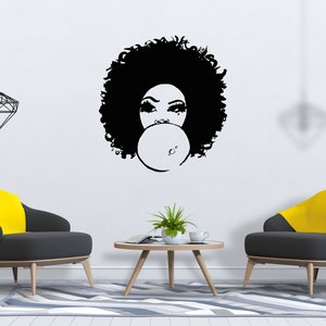 Beautiful African Woman Wall Decal African Girl Wall Sticker Quote Beauty Salon Wall Art SG 865