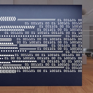 Circuit Board Binary Code Wall Decal, Technology Vinyl Wall Art Decals, Computer Circuit Decor, Software Science Wall Sticker Office 1424EZ