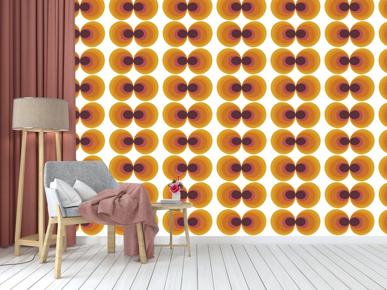 60s 70s Retro Wallpaper Floral Wallpaper Vintage Wallpaper Seamless Wall Decor Vintage Fabric Removable Self Adhesive Wallpaper 636EZ image 4
