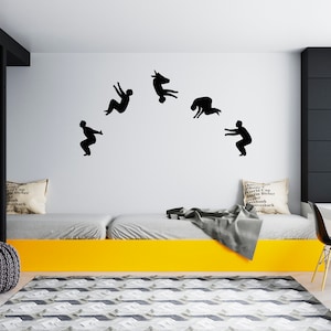 Parkour Wall Decal Silhouet Vrij lopende muur sticker SG1541