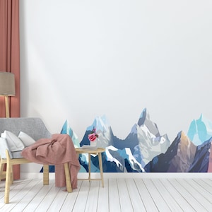 Nature Mountains Wall Decal  Mountain Snow  Wall Sticker Camping Outdoors AdventureTree Wall Decal  Pine Trees Wall Decor 1725EZ