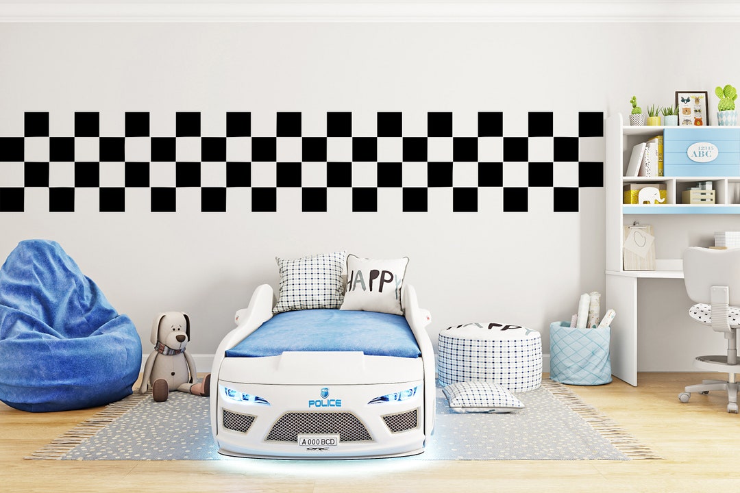 Racing Stripes Wall Decal Racing Tire Checkered Wall Decal Wheel Tire ...