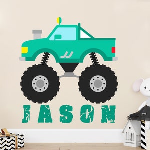 Monster Truck Adesivo murale, Monster Truck Wall Art Truck Adesivo da parete, Monster Truck Room Decor, Regali personalizzati Decalcomania murale per bambini 450EZ