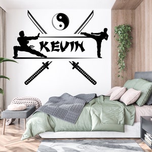 Karate Wall Decal Custom Name Samurai Wall Sticker Karate Sport Personalized gifts Warrior Wall Decor Decals for Boys 817EZ