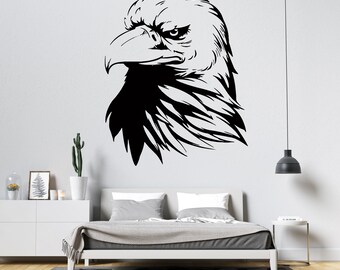 Vinilo decorativo de águila para pared, pegatina de águila para pared, decoración de pared con cabeza de águila 011p