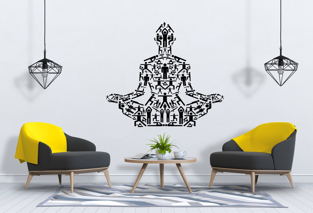 Mandala Yoga Pose Wall Decal | Meditation Art Vinyl Design | Studio ...