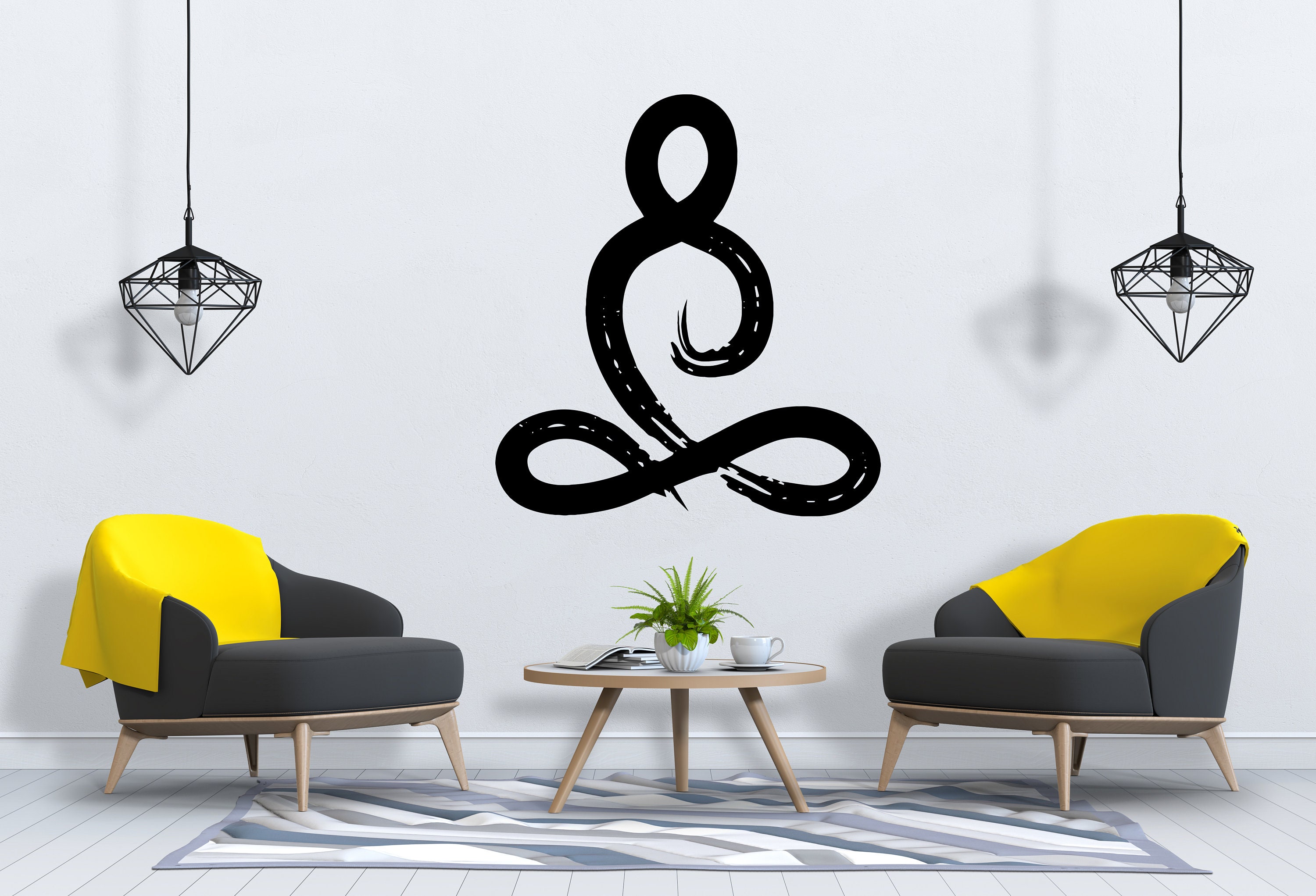 Yoga Wall Decal Yoga Pose Wall Decal Lotus Mandala Wall Decor Buddha ...