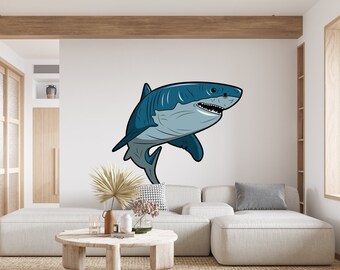 Shark Wall Decal Shark Wall Sticker Shark Wall Decor for Kids Room Sea Ocean Wall decal Shark wall vinyl 1360EZ