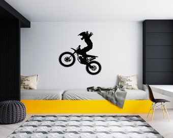 Motocross Wall Decal Dirt Bike Rider Wall Sticker Motorcycle Wall Decor SG 2049